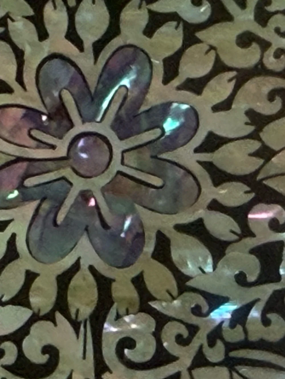 Mother of Pearl Jewelry Box: Crane Pattern Wood Storage
